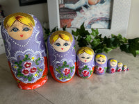 Set of 8 Purple Nesting Dolls