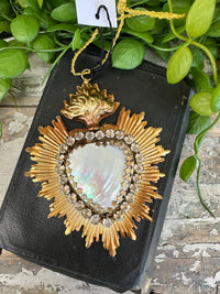 Burst Heart Jewelled with Stone hanging French Country