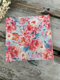 Rose Gloria on blue Napkin for Decoupage