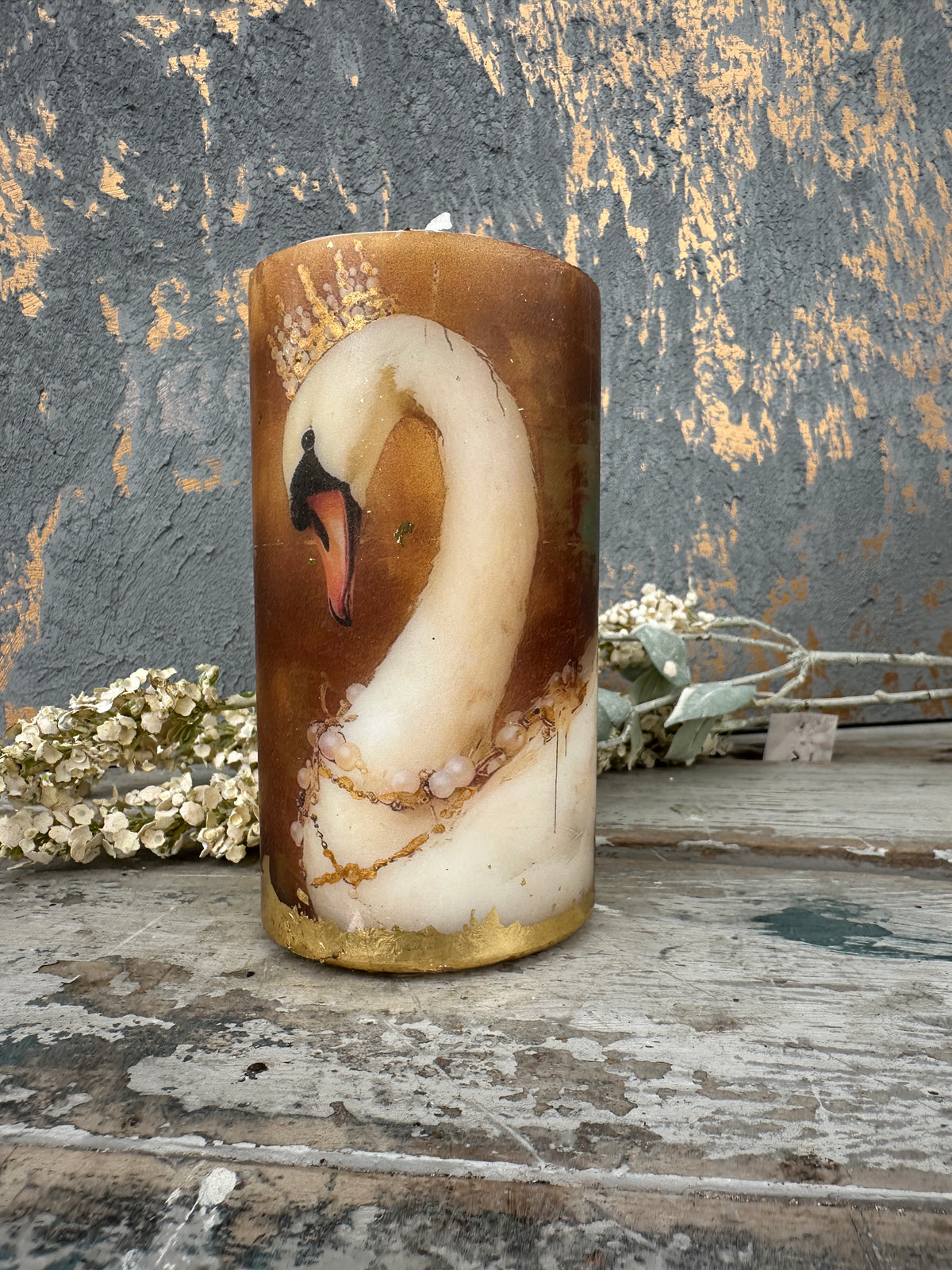 Gold Swan Candle Small