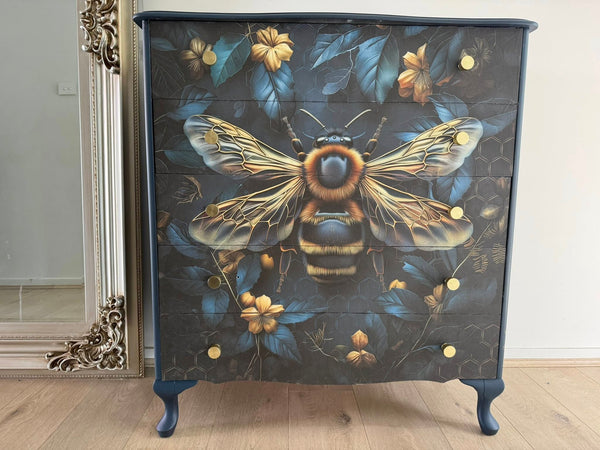 Hex Bee Mulberry Decoupage Paper