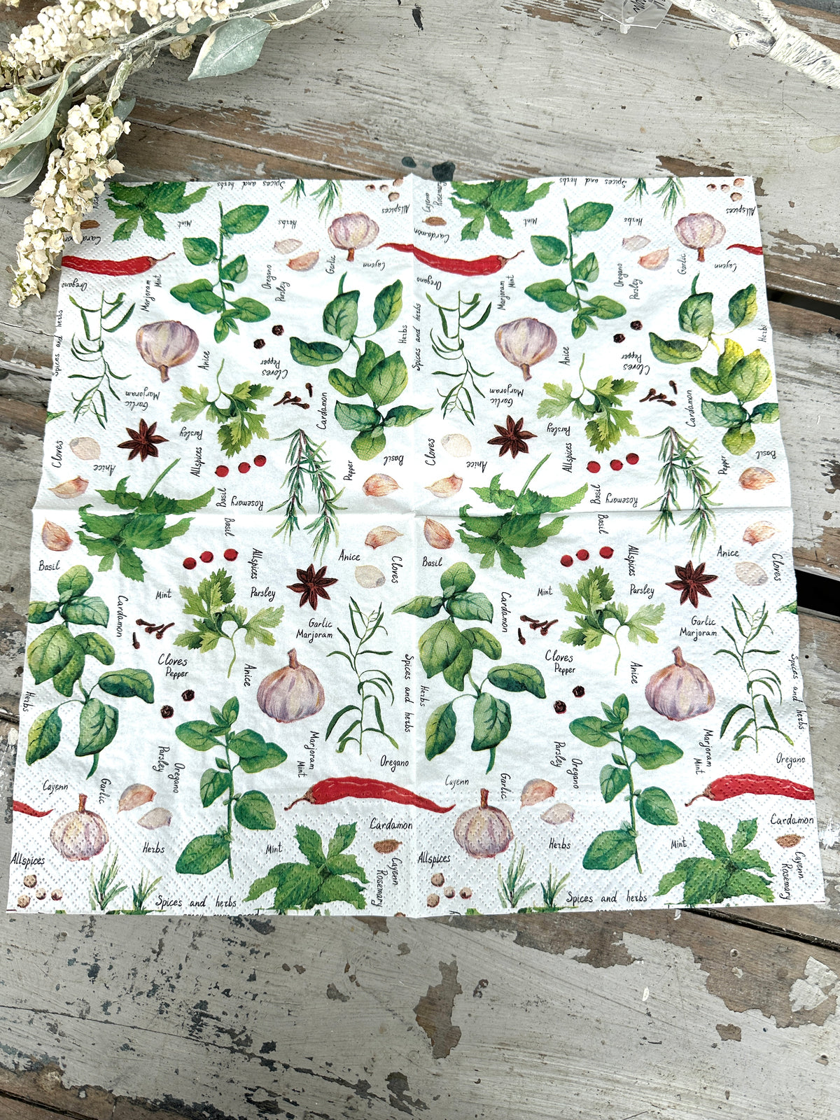 Spices & Herbs Napkin for Decoupage