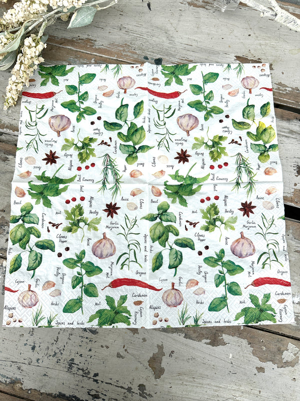 Spices & Herbs Napkin for Decoupage