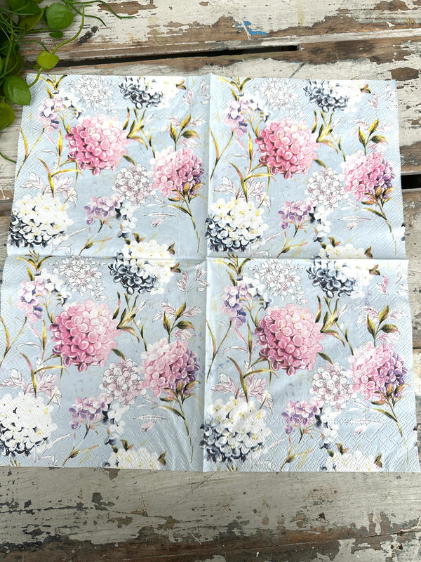 Blue Hydrangea Napkin for Decoupage