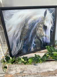 Spirit Horse large framed decoupage w non reflective glass