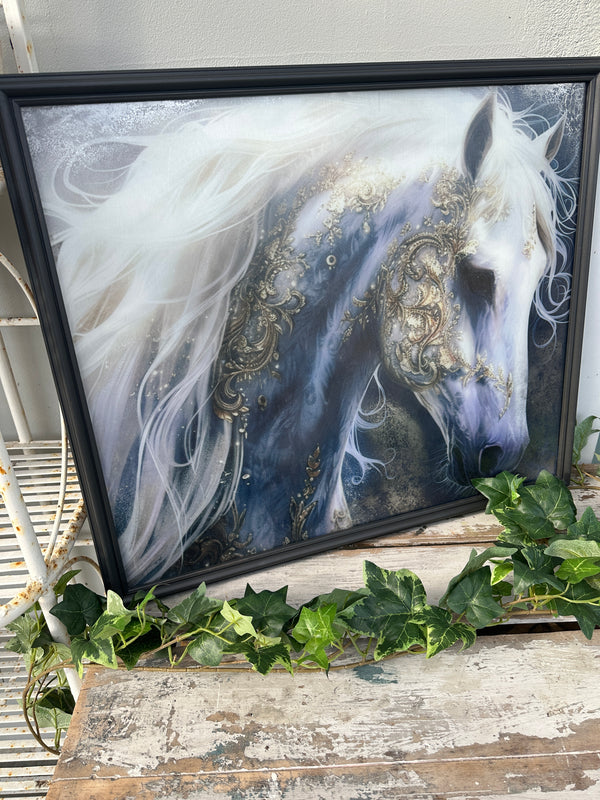 Spirit Horse large framed decoupage w non reflective glass