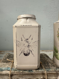 Glass bottle painted Clay with Bee- ex the PMV studio