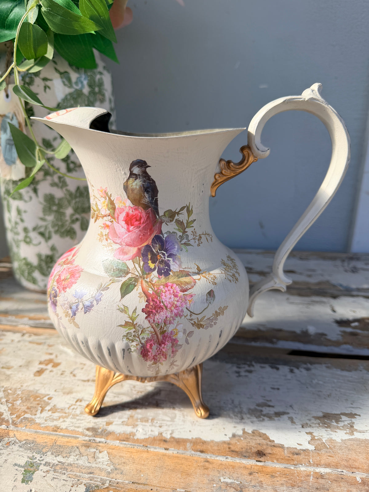 Floral Bird hand painted Jug