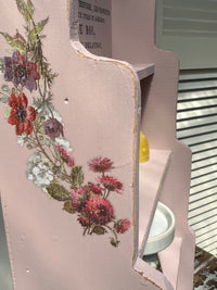 Pink shelf unit with IOD transfers
