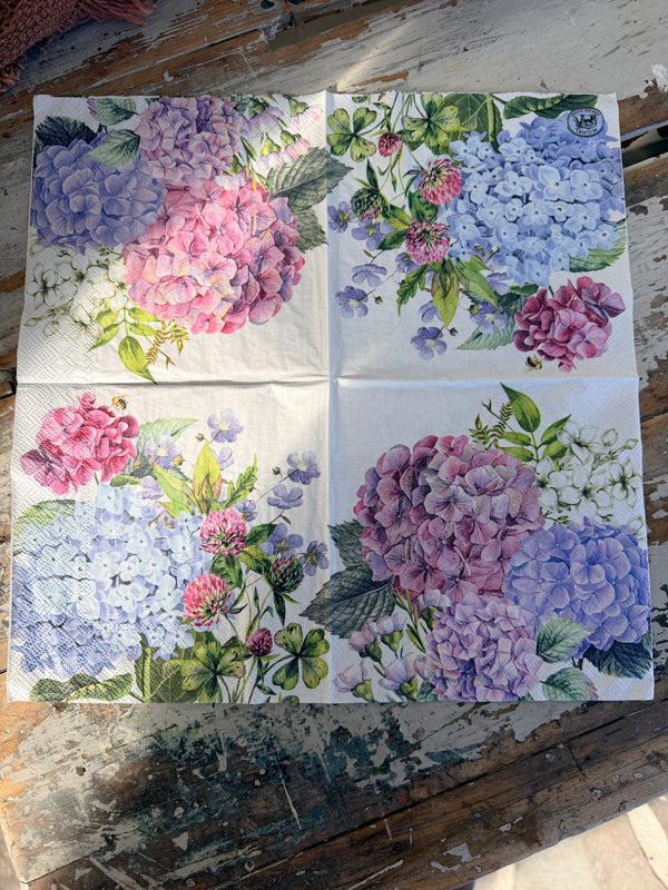 Hydrangeas on white background Napkin for Decoupage