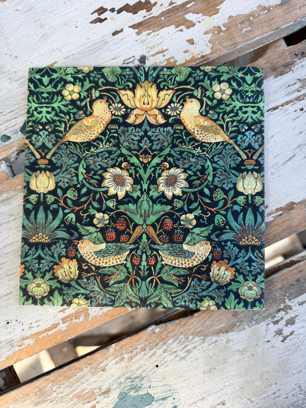 Strawberry Thief Black Napkin for Decoupage