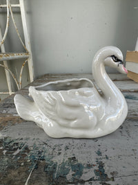Ceramic Swan white with pink beak large