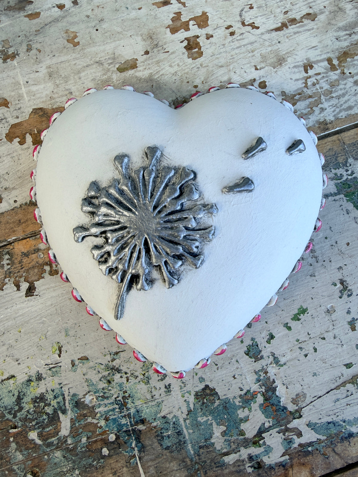 Wall heart Pewter Dandelion