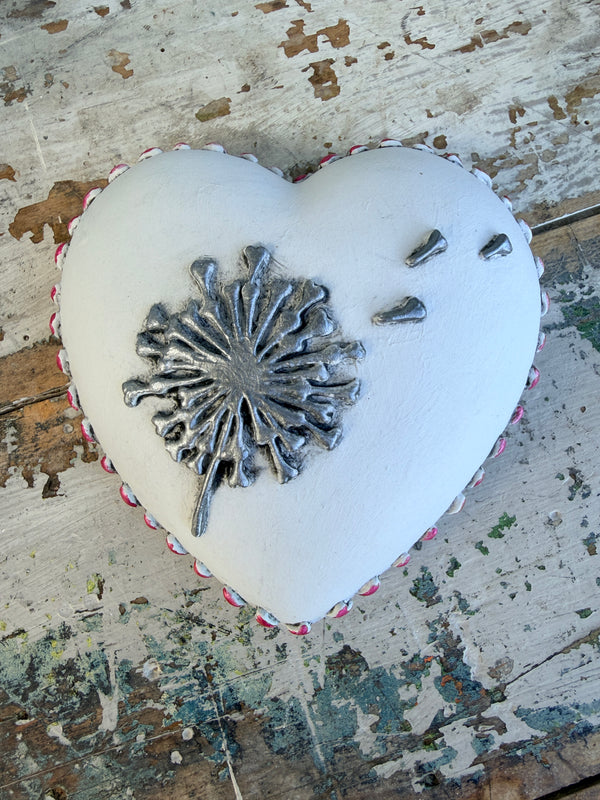 Wall heart Pewter Dandelion