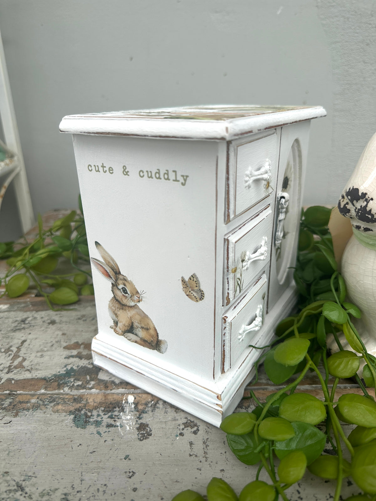 White Bunny jewelry Cabinet