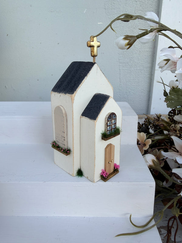 Miniature Handmade Church series pink Steeple