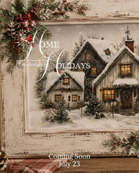 Collage of Christmas-themed designs including animals, a snowy village, and a red barn. Cozy Country Christmas A3 Fiber Decoupage Paper 2 sheet by Redesign with Prima