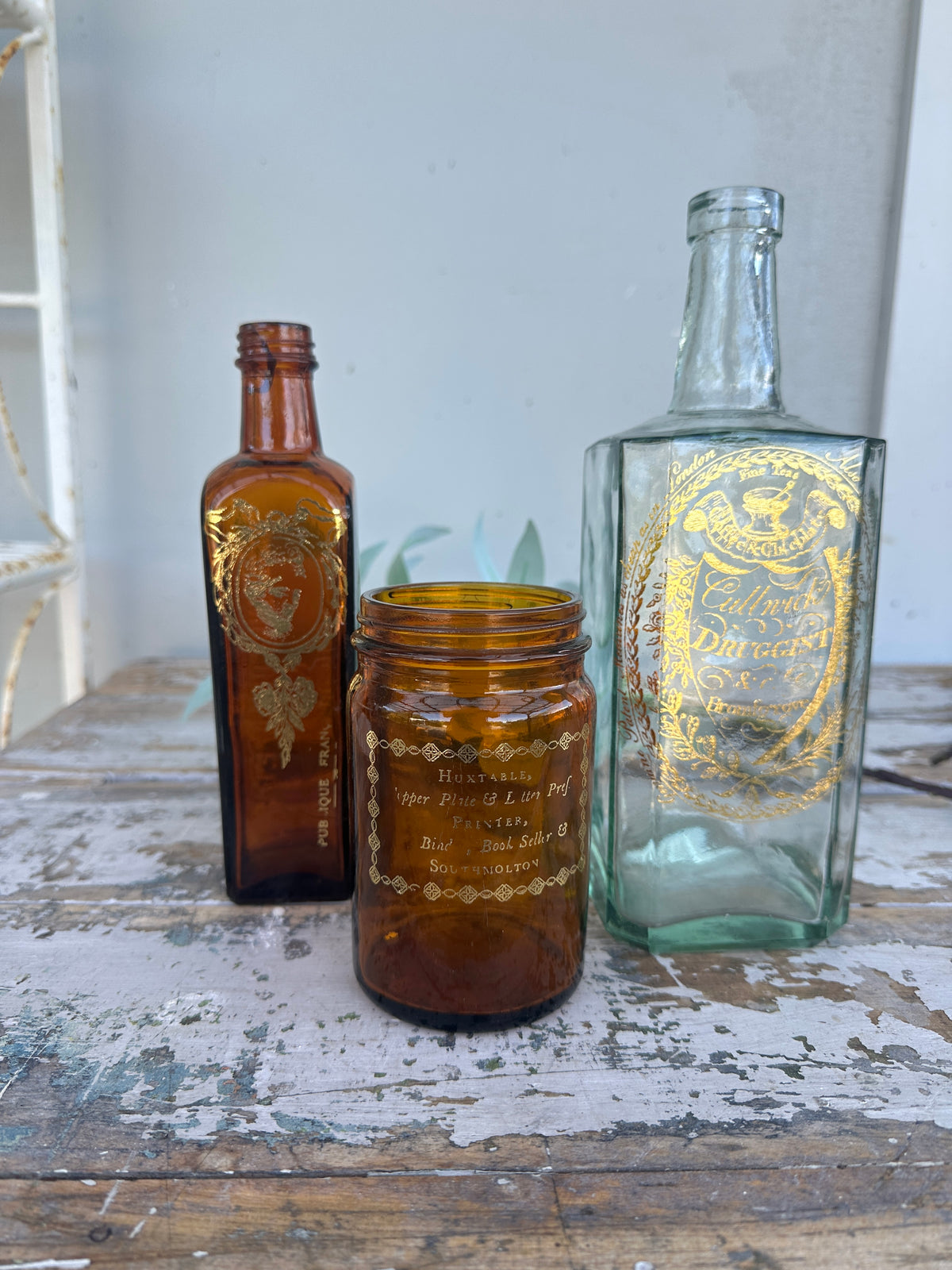 Amber Jar with Gold transfer