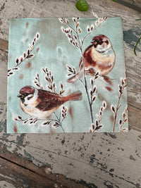Bird Winter Melody blue/grey Napkin for Decoupage