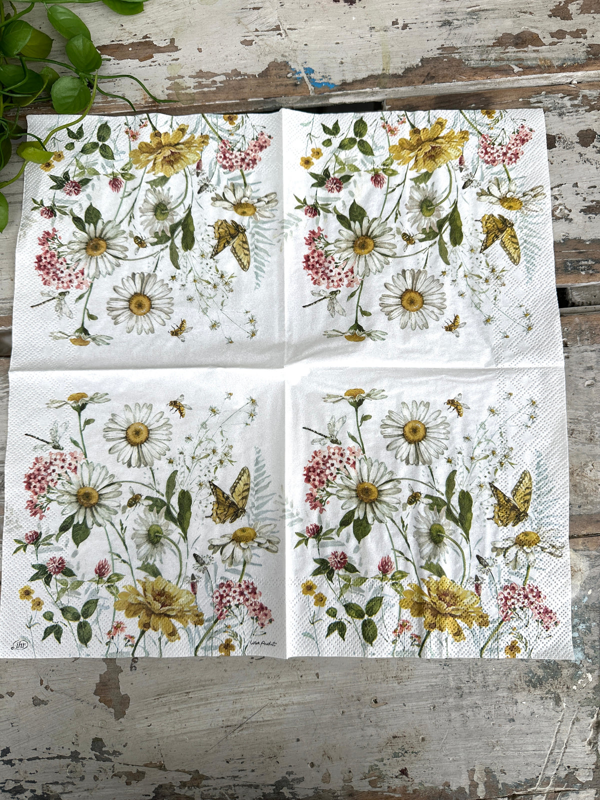 Daisy Butterfly Napkin for Decoupage