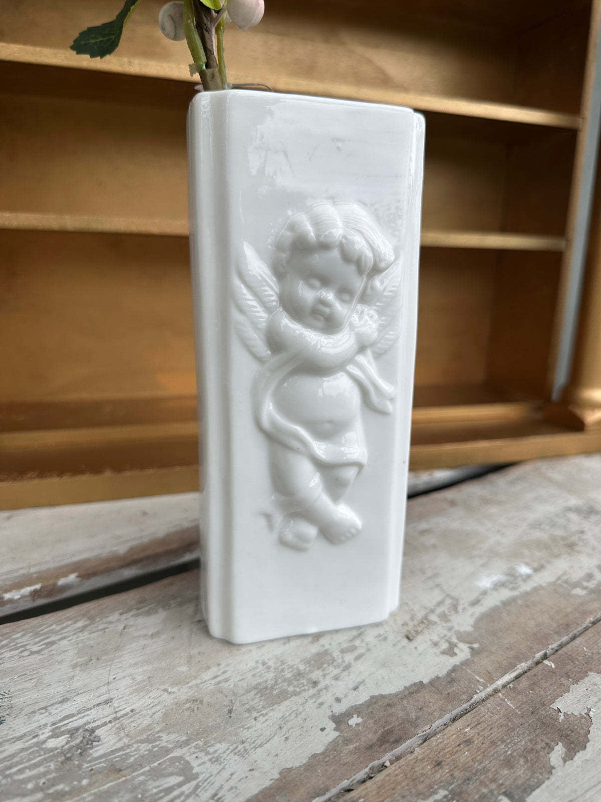 White Cherub wall pocket