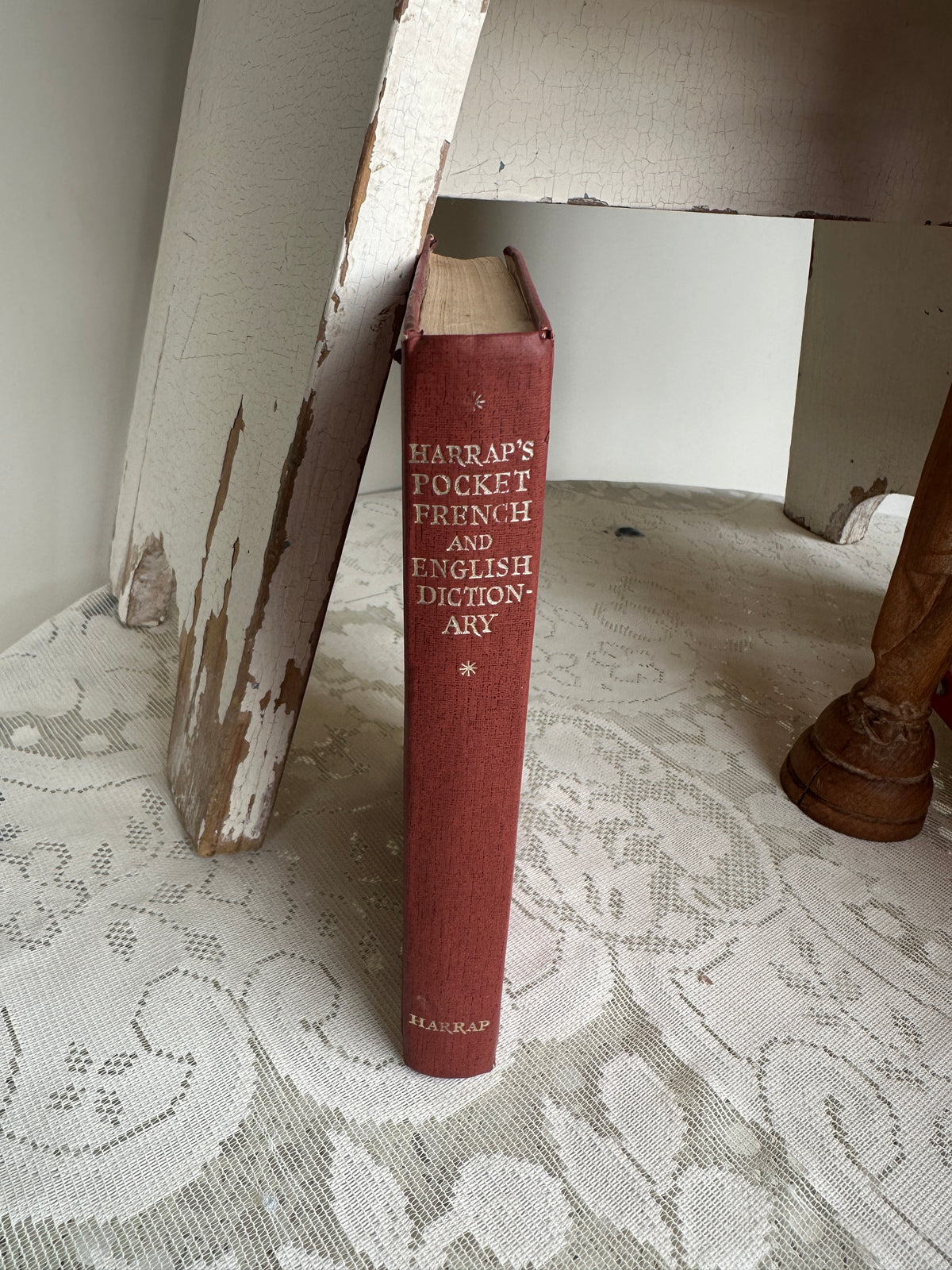 Harrups Pocket French & English Dictionary Vintage Book red