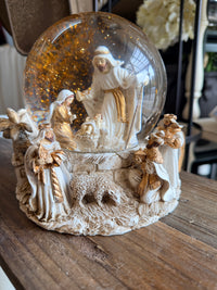 Snow Globe Golden Nativity