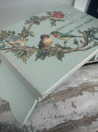 Duck Egg wood riser folding stool with REDESIGN WITH PRIMA  birds transfer