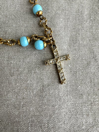 Decor prayer beads Turquoise & Gold w book