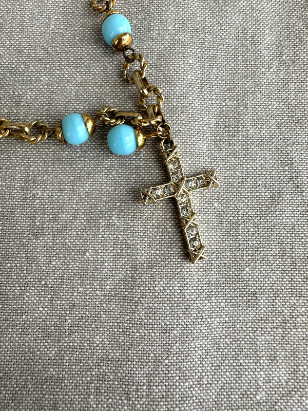 Decor prayer beads Turquoise & Gold w book