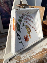 Floral wood brush pan