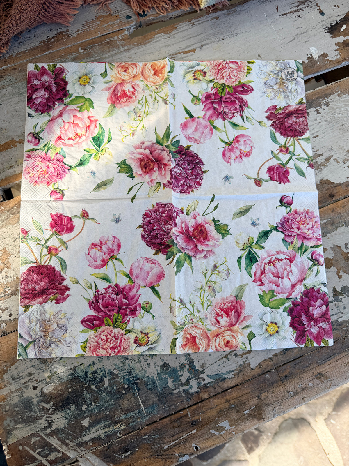 Pink Peonies Napkin for Decoupage