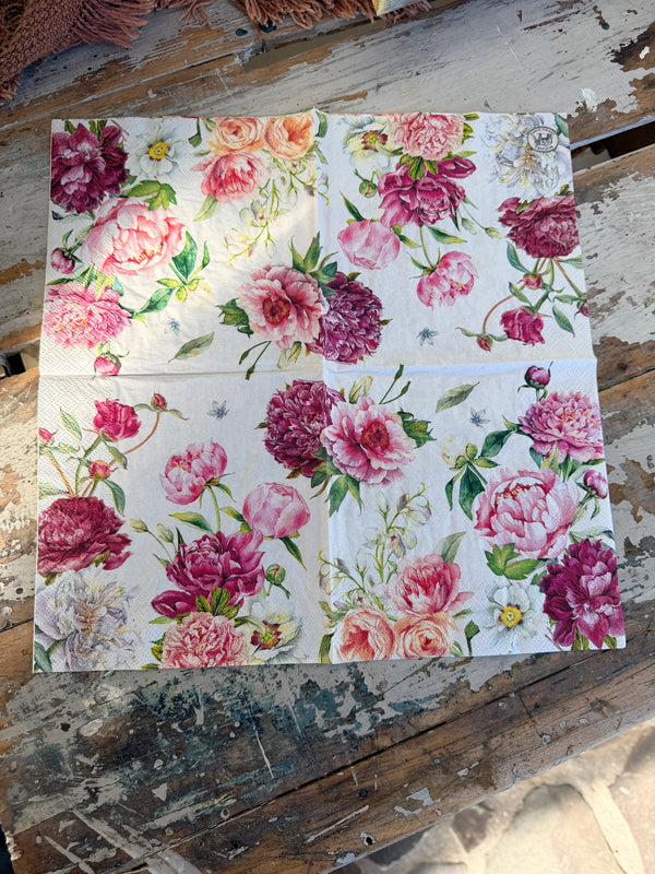Pink Peonies Napkin for Decoupage