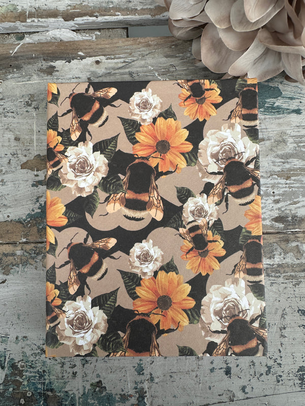 Floral and bee patterned on Jotter Pad Bees