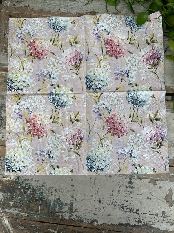 Lilac Pink Hydrangea Napkin for Decoupage