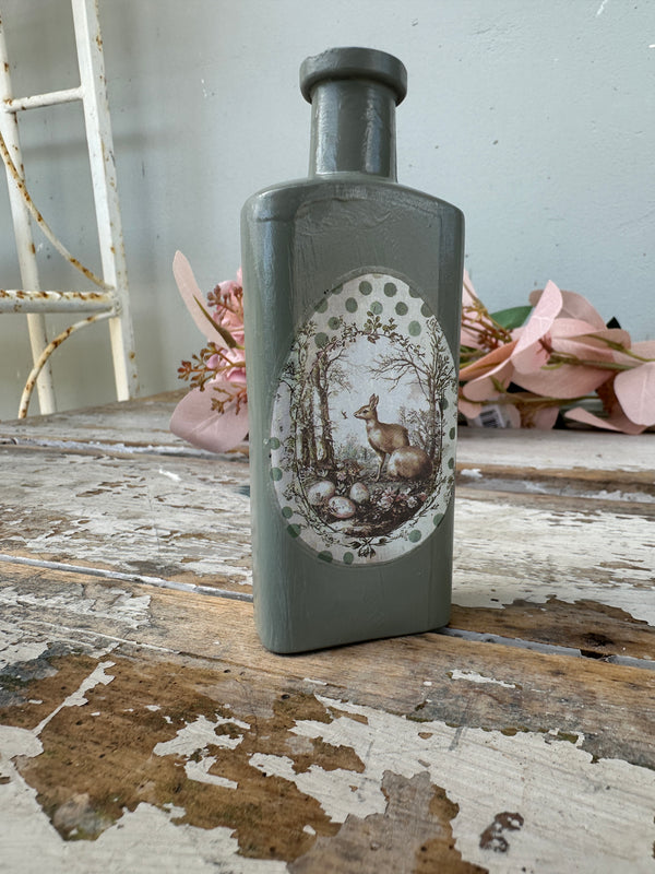 Painted glass bottle Newell w easter Eggs