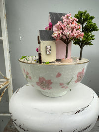 Handmade Houses pink series Cottage set on cup stand