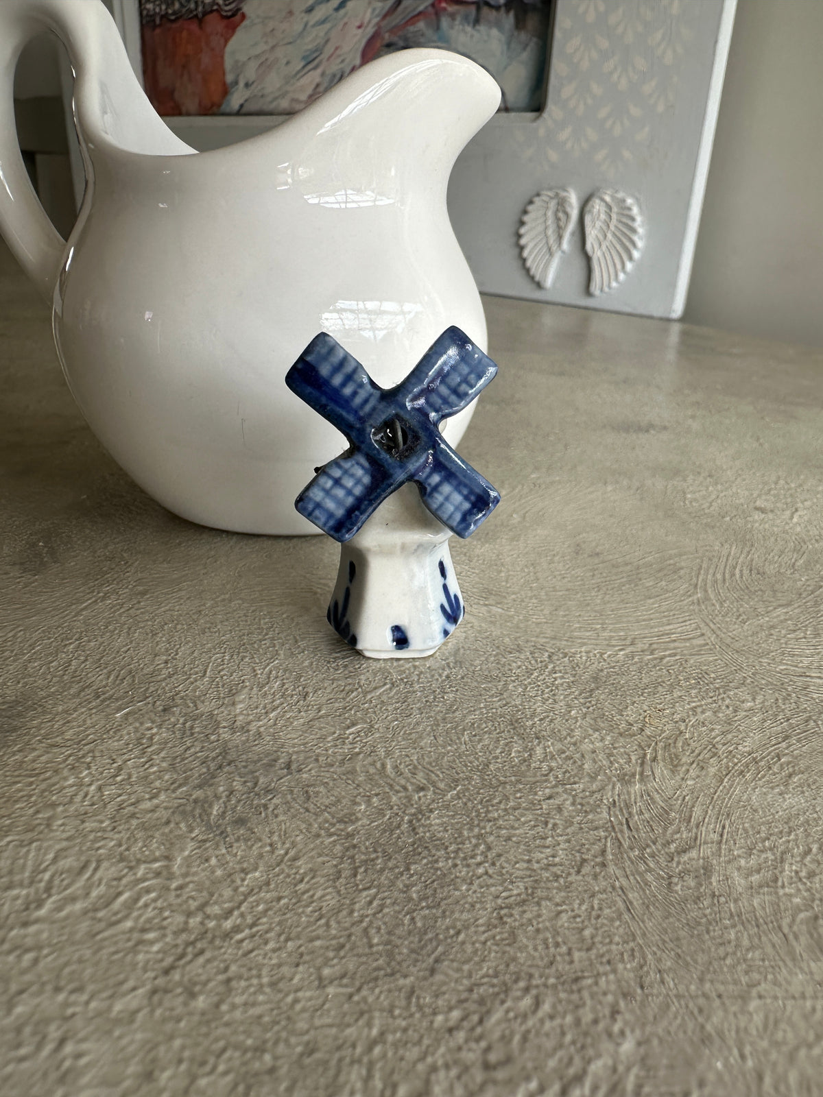 Blue & White windmill miniature