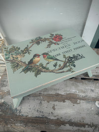 Duck Egg wood riser folding stool with REDESIGN WITH PRIMA  birds transfer