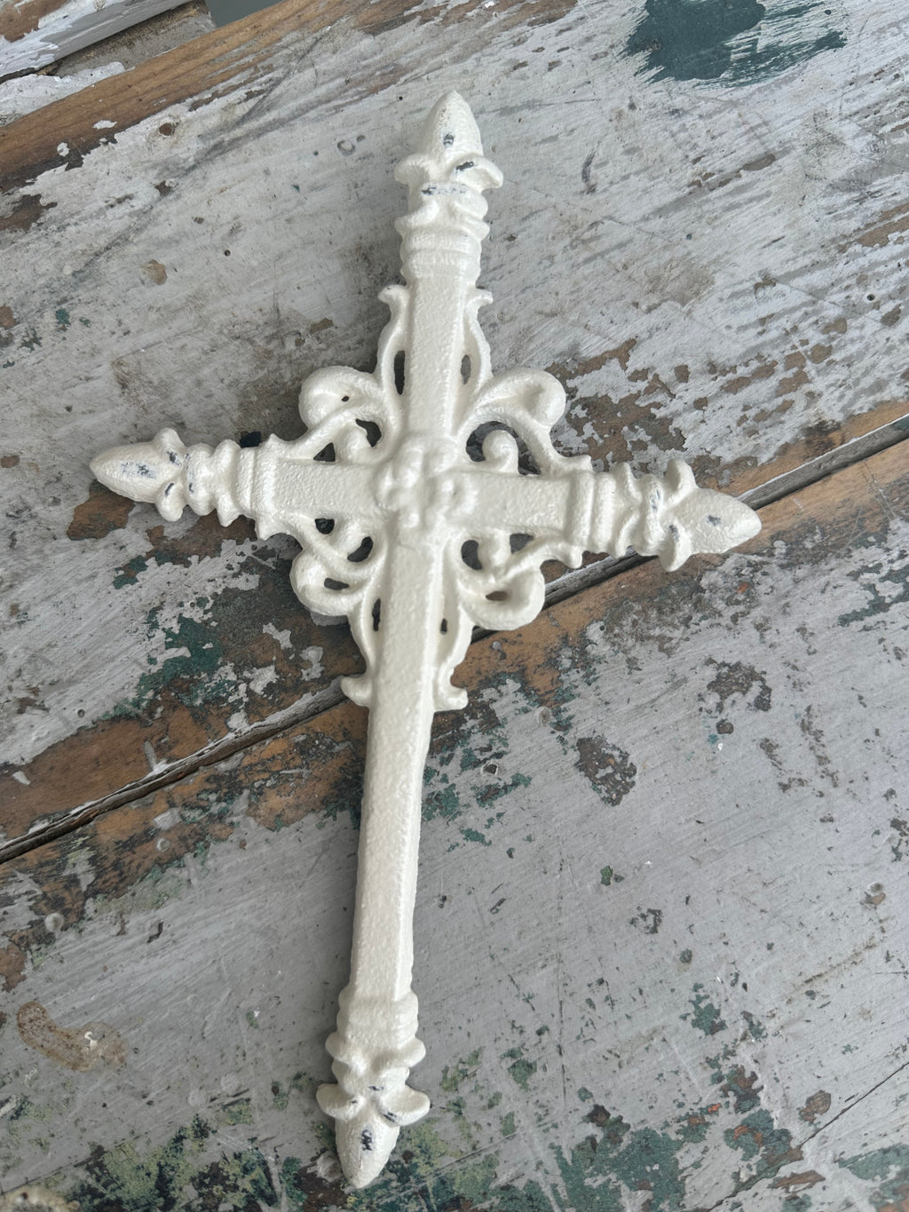 Cross Mini white cast iron hanging