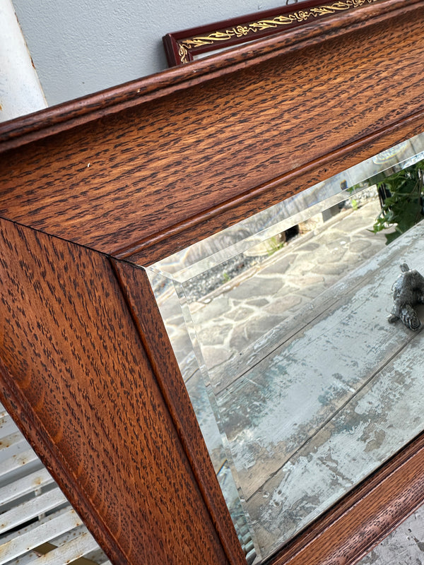 Stunning Oak Mirror with Bevelled Glass