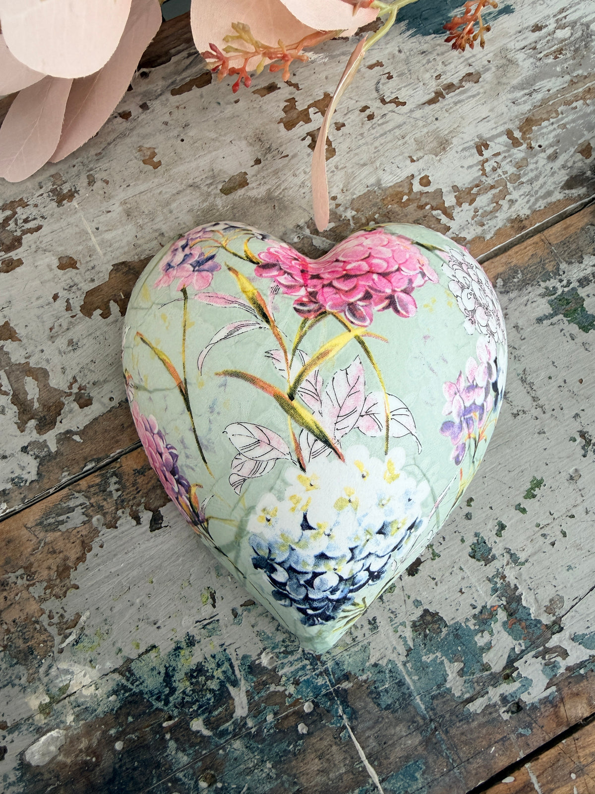 Mint Hydrangea Ceramic Heart