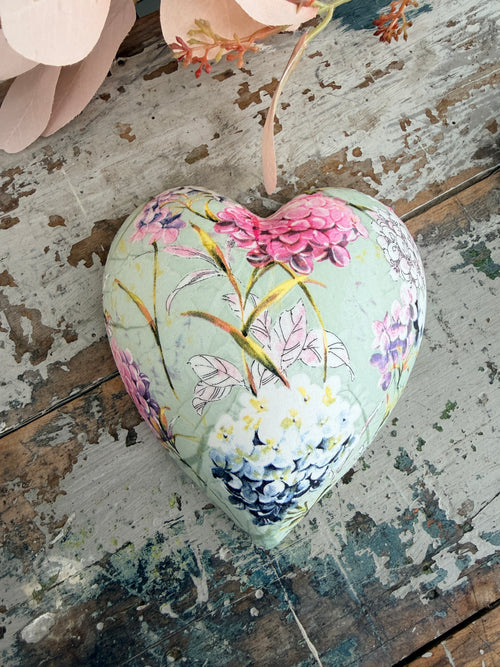 Mint Hydrangea Ceramic Heart
