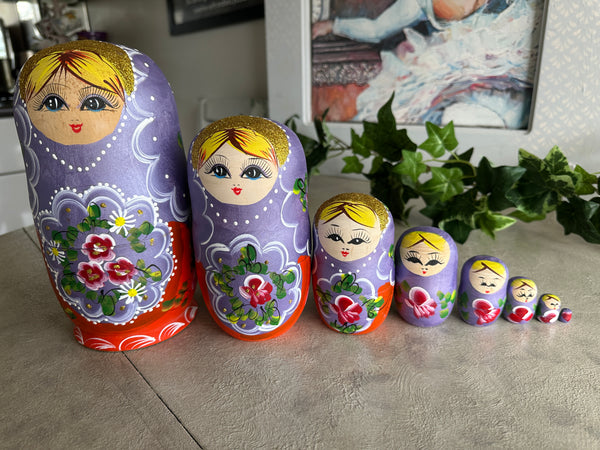 Set of 8 Purple Nesting Dolls