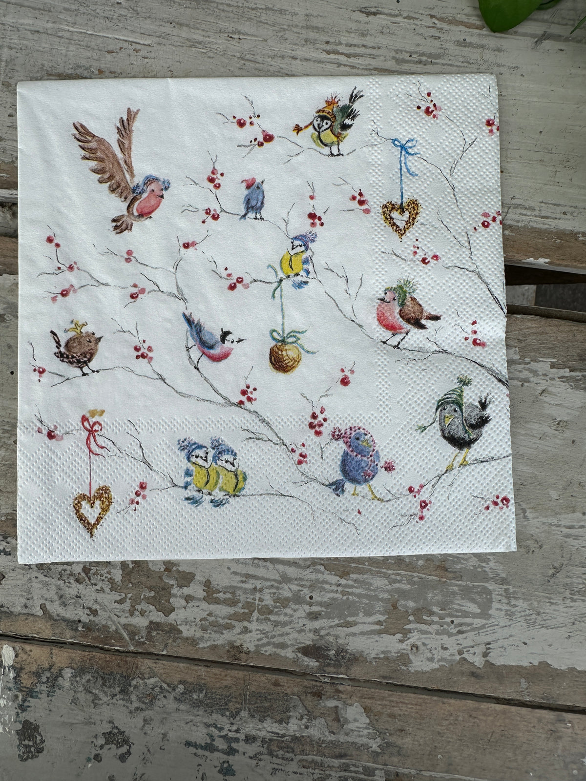 Tiny Birds in Hats Napkin for Decoupage