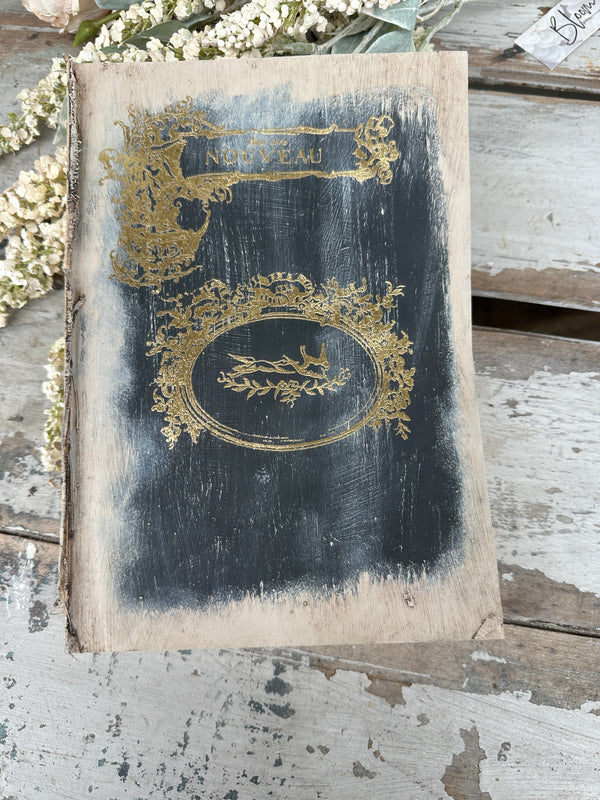 Fusion cast iron Black & Gold Reworked decorative Book 