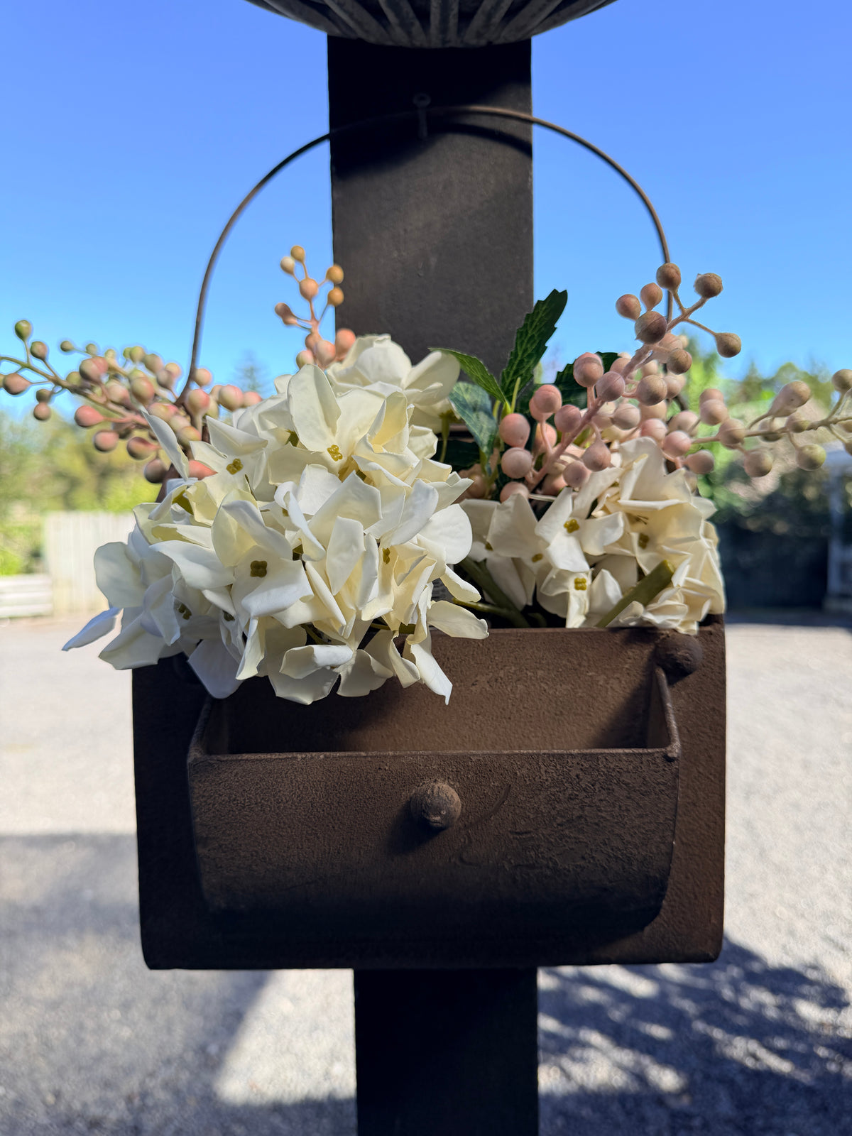 Rusty metal trug with handle
