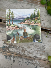 Lakeside Fishing Napkin for Decoupage