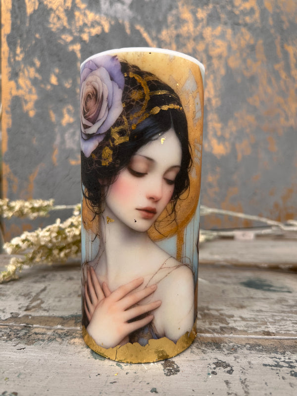 Mysterious Mauve Candle Tall art deco