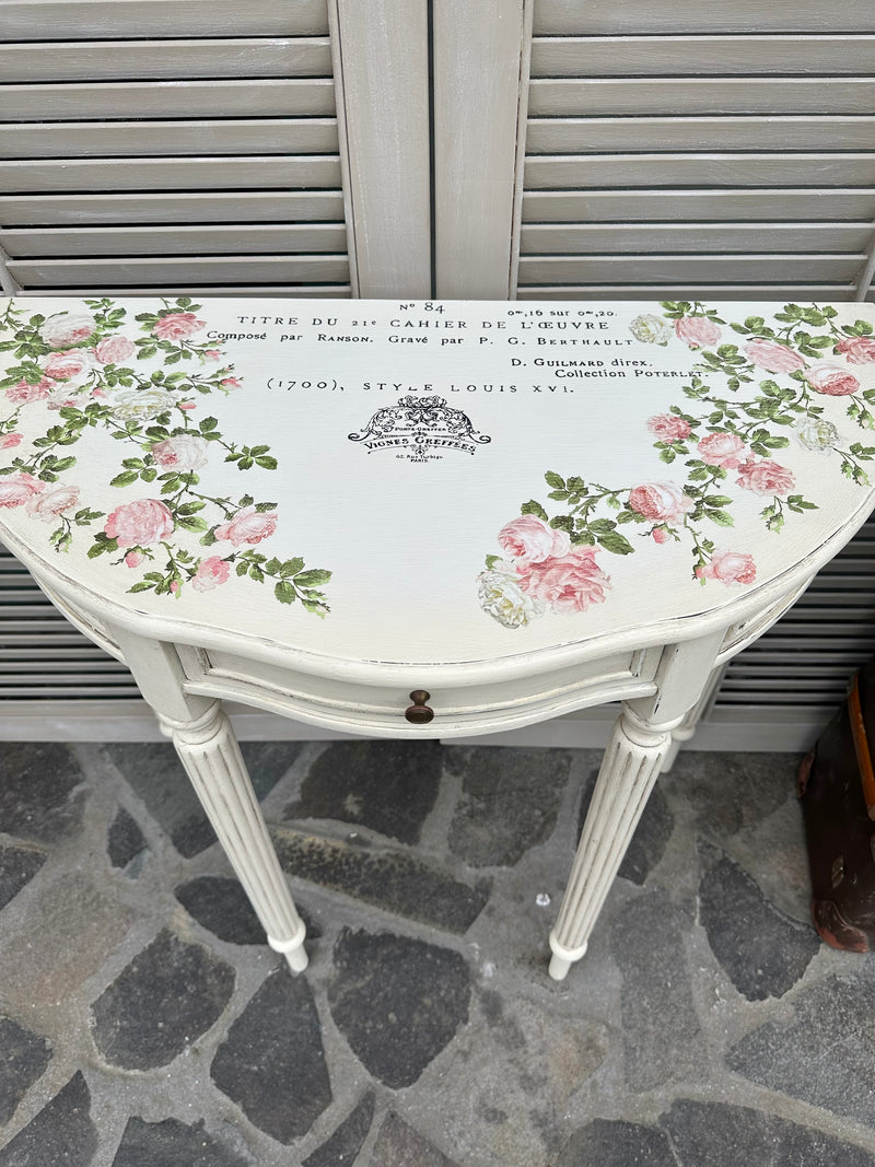 Peony & Roses Demi Lune Table